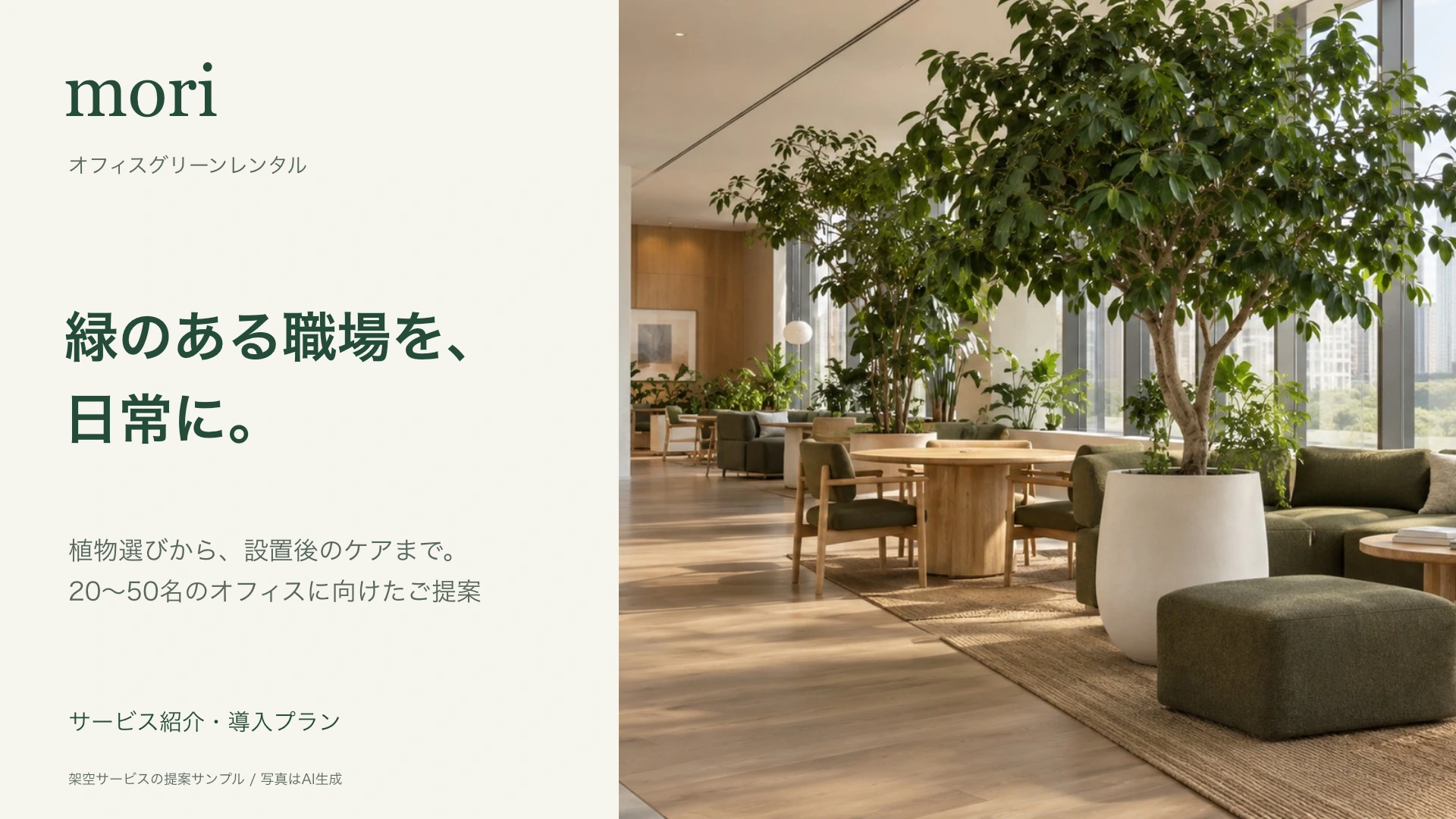 moriのサービス紹介。緑のある職場を、日常に。moriのサービス紹介。